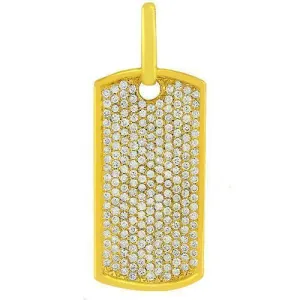 14K Solid Yellow Gold Mens Diamond Dog Tag Pendant 3.50 Ctw