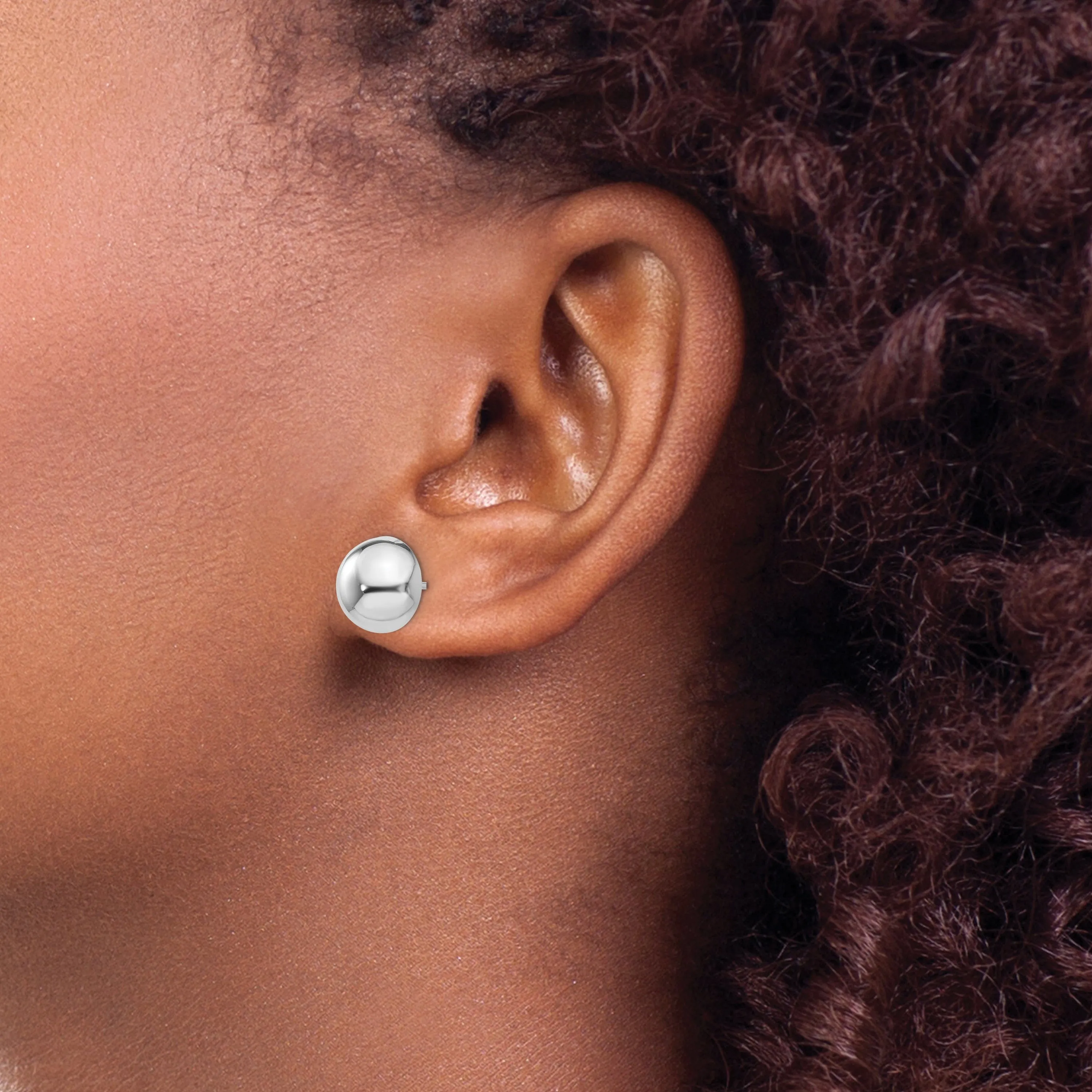 14k White Gold 10MM Half Ball Post Earrings