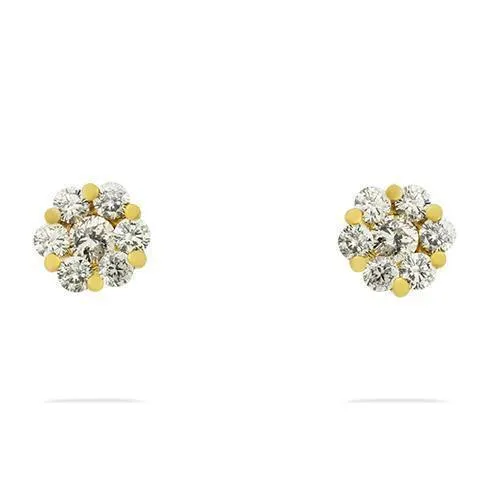 14k White Gold Diamond Cluster Stud Earrings 0.90 Ctw