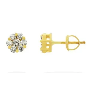 14k White Gold Diamond Cluster Stud Earrings 0.90 Ctw
