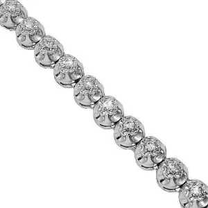 14k White Gold Mens Diamond Tennis Chain 9.50 Ctw