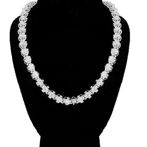 14k White Gold Mens Diamond Tennis Chain 9.50 Ctw