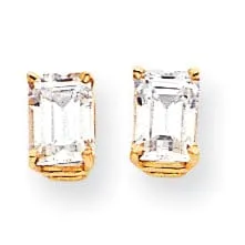 14k Yellow Gold Emerald Cut Cubic Zirconia Earring