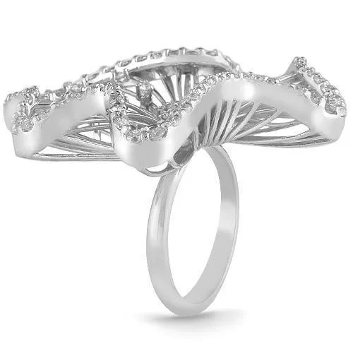 18K Solid White Gold Womens Diamond Ring 2.50 Ctw