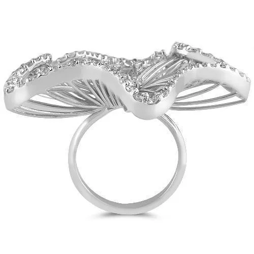 18K Solid White Gold Womens Diamond Ring 2.50 Ctw