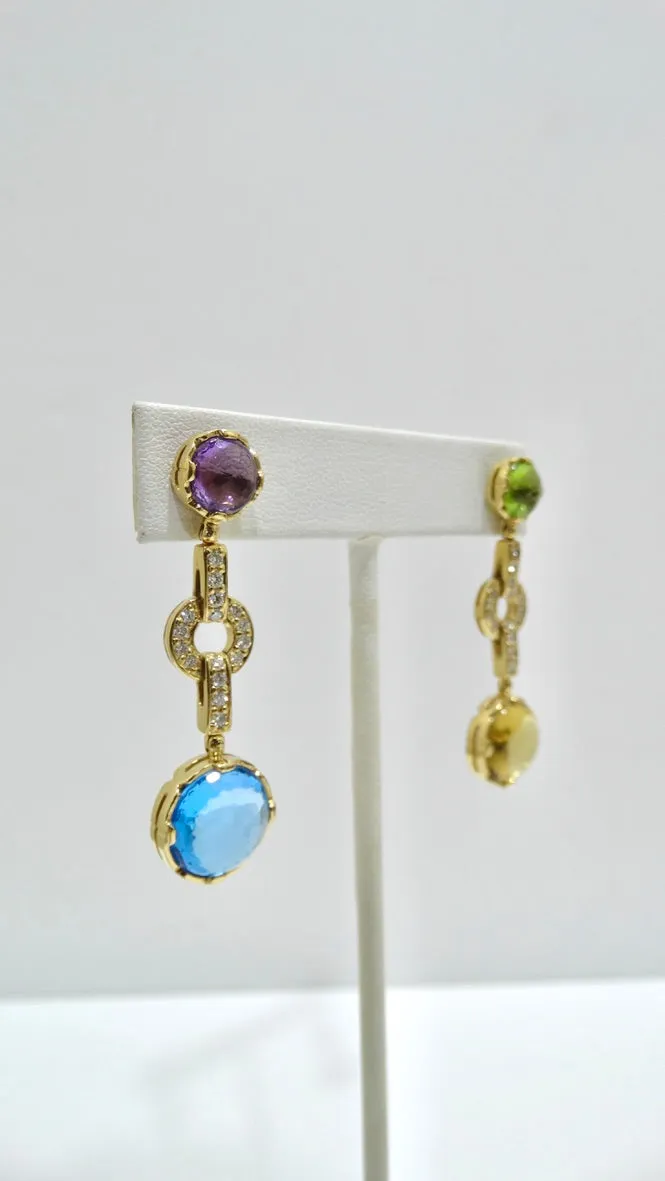 18k Yellow Gold and Multi-Gemstone Earrings