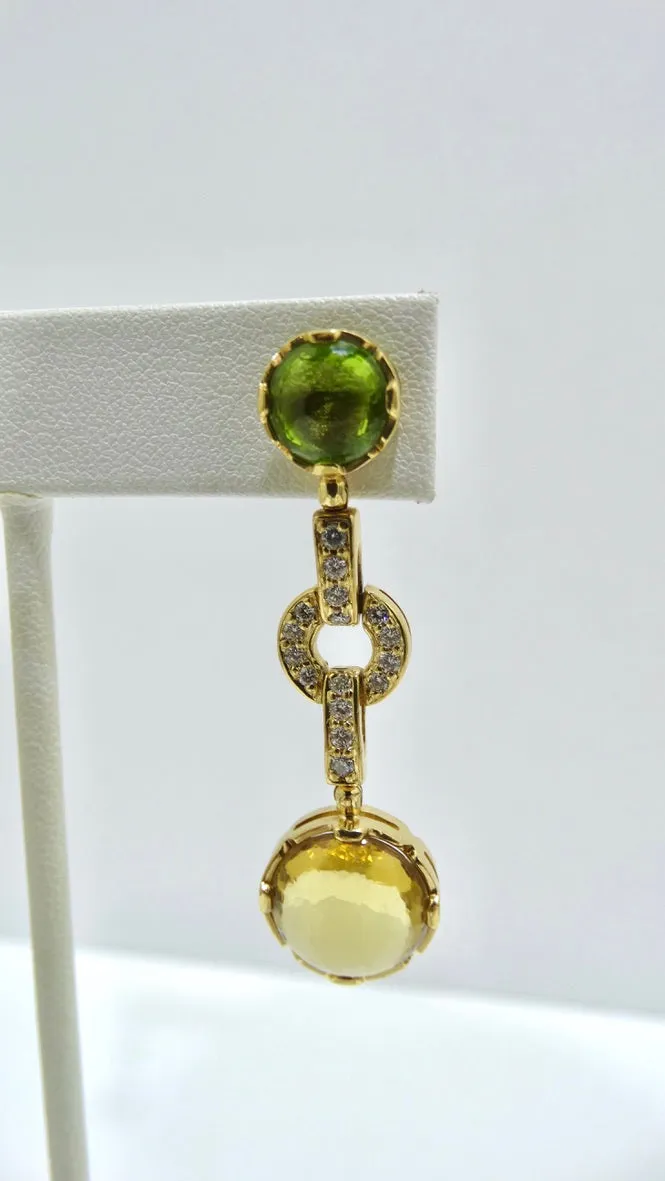 18k Yellow Gold and Multi-Gemstone Earrings