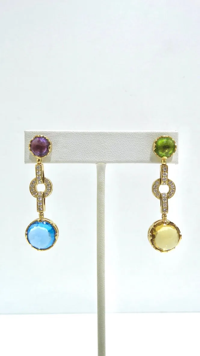 18k Yellow Gold and Multi-Gemstone Earrings