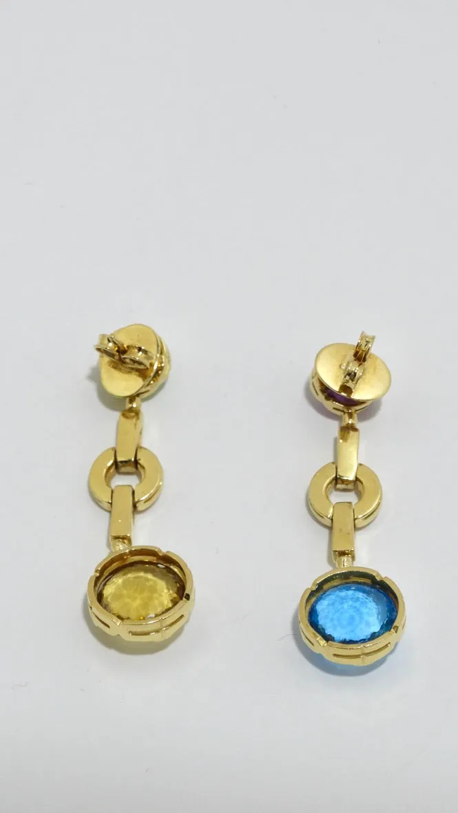 18k Yellow Gold and Multi-Gemstone Earrings