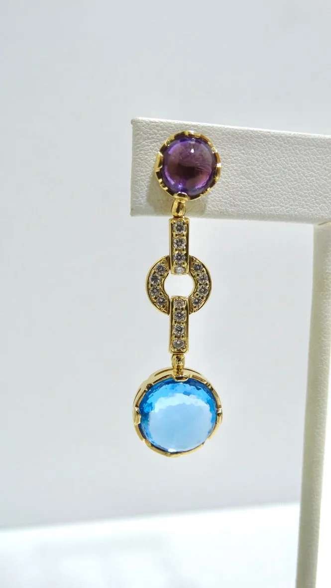 18k Yellow Gold and Multi-Gemstone Earrings
