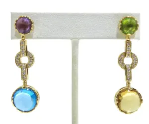 18k Yellow Gold and Multi-Gemstone Earrings