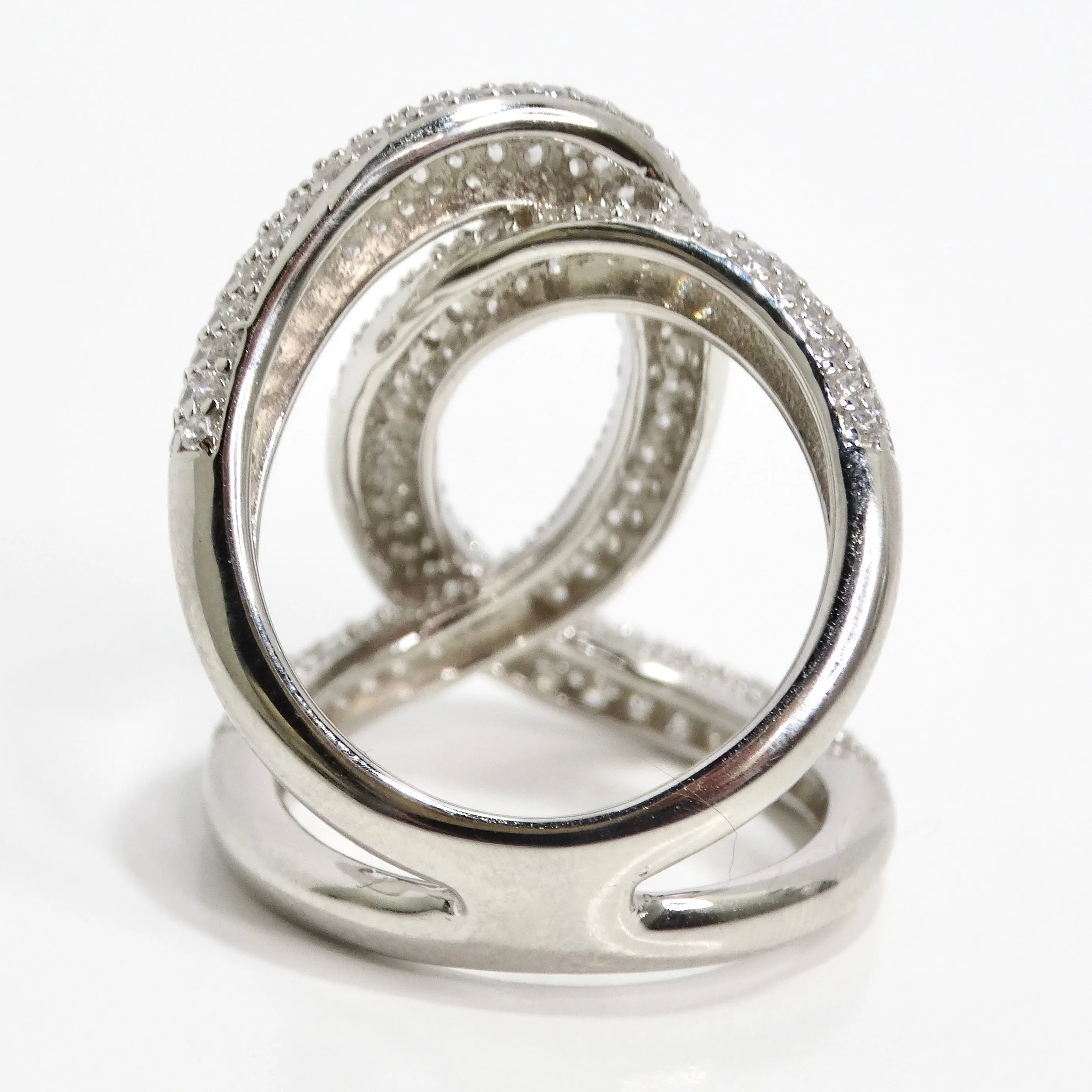 1990s Swarovski Crystal Silver Chanel Inspired Ring