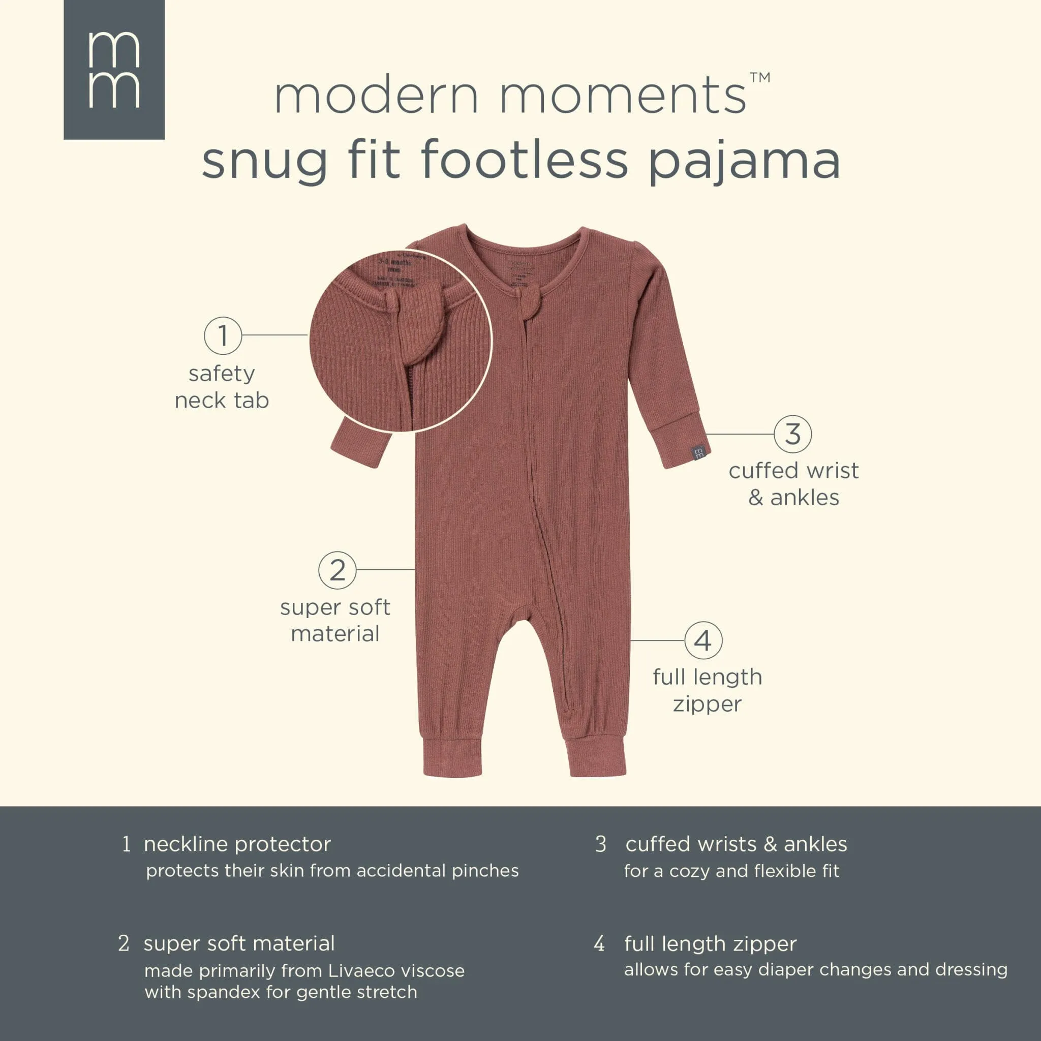 2-Pack Baby & Toddler Neutral Beige Cowboy Snug Fitting Footless Pajamas
