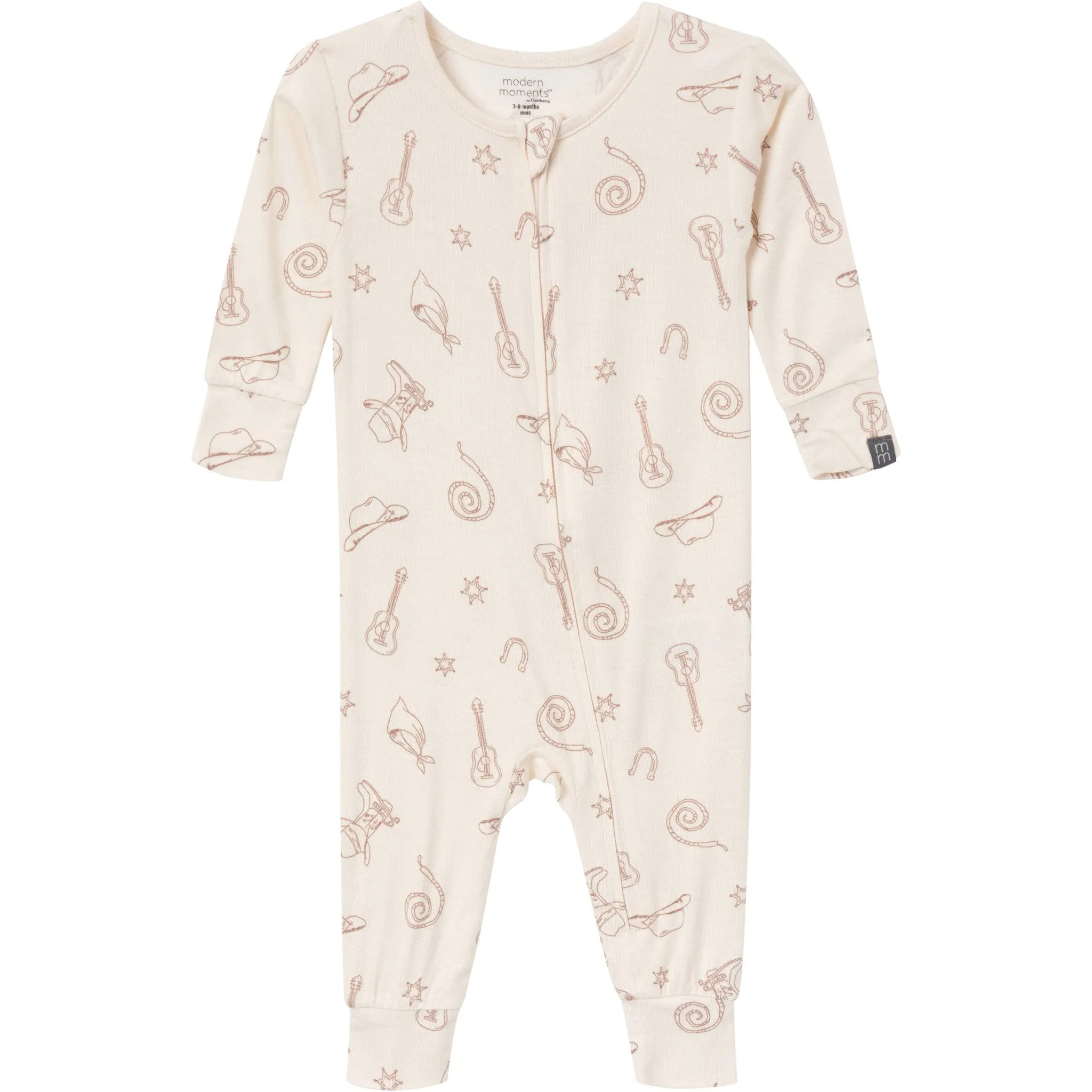 2-Pack Baby & Toddler Neutral Beige Cowboy Snug Fitting Footless Pajamas