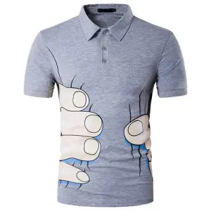 3D Finger Stylish Printed Funny Golf Shirt