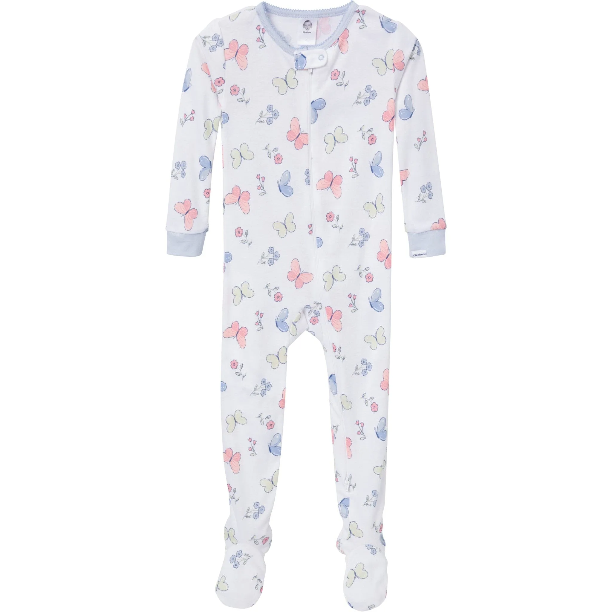 4-Pack Baby & Toddler Girls Butterflies Snug Fit Footed Pajamas