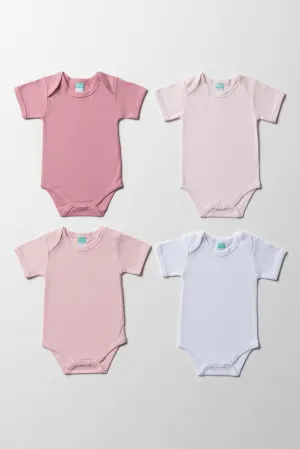 4 Pack Bodyvests Pink And White