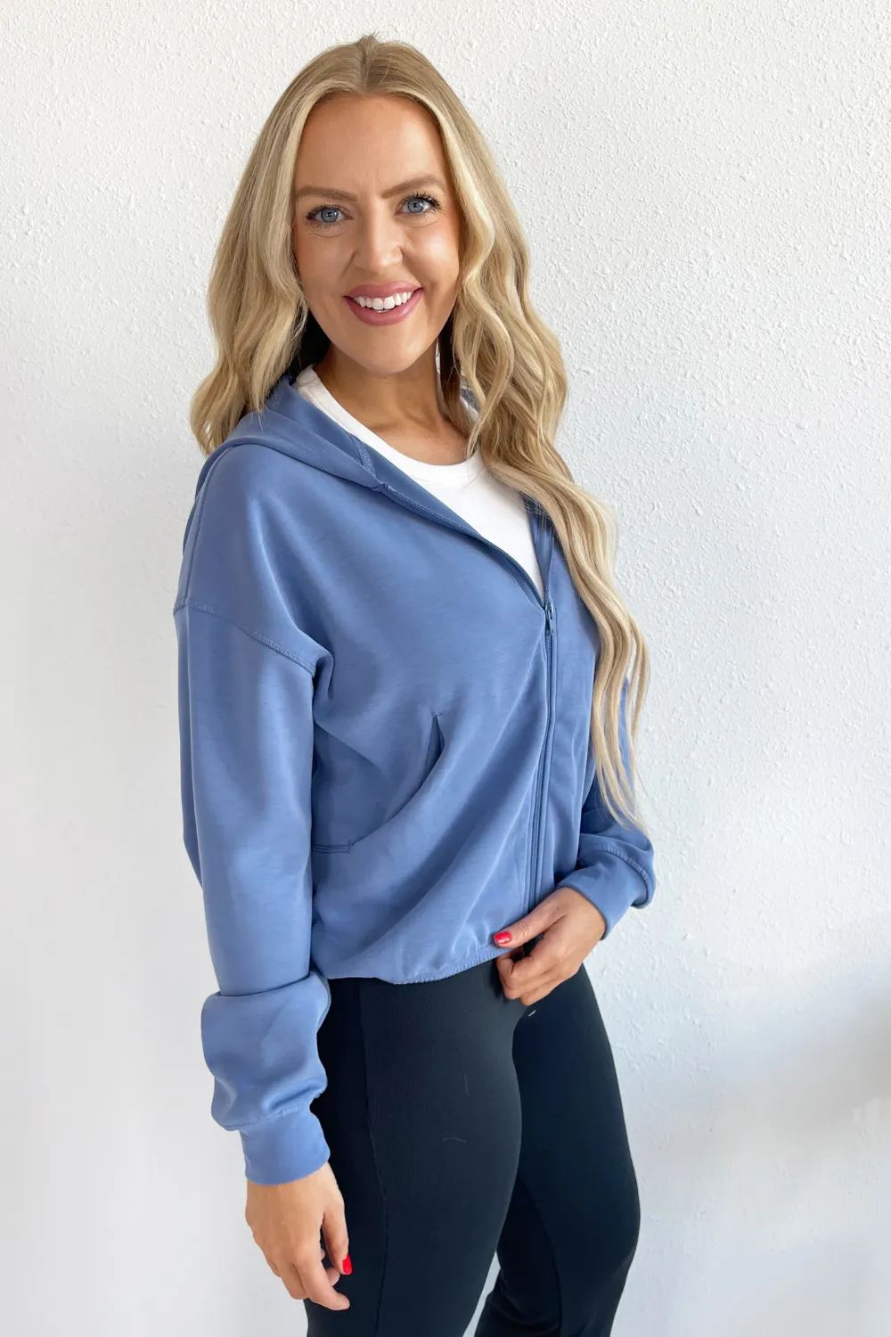 Active Zip-Up Relaxed Crop Hooded Jacket