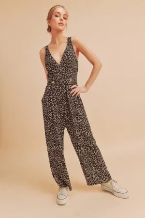 Aemi   Co Ditsy Floral Surplice Sleeveless Wide Leg Jumpsuit