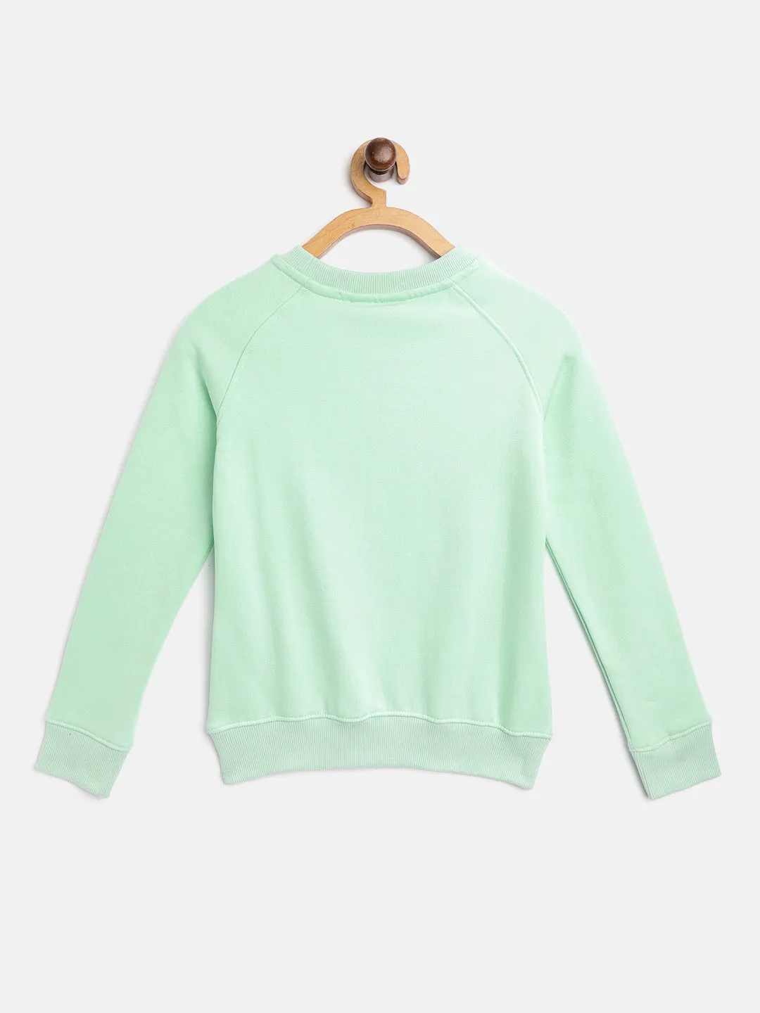 Alcis Girls Mint Green White Slogan Print Sporty Sweatshirt