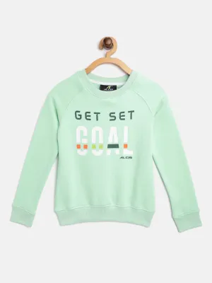 Alcis Girls Mint Green White Slogan Print Sporty Sweatshirt