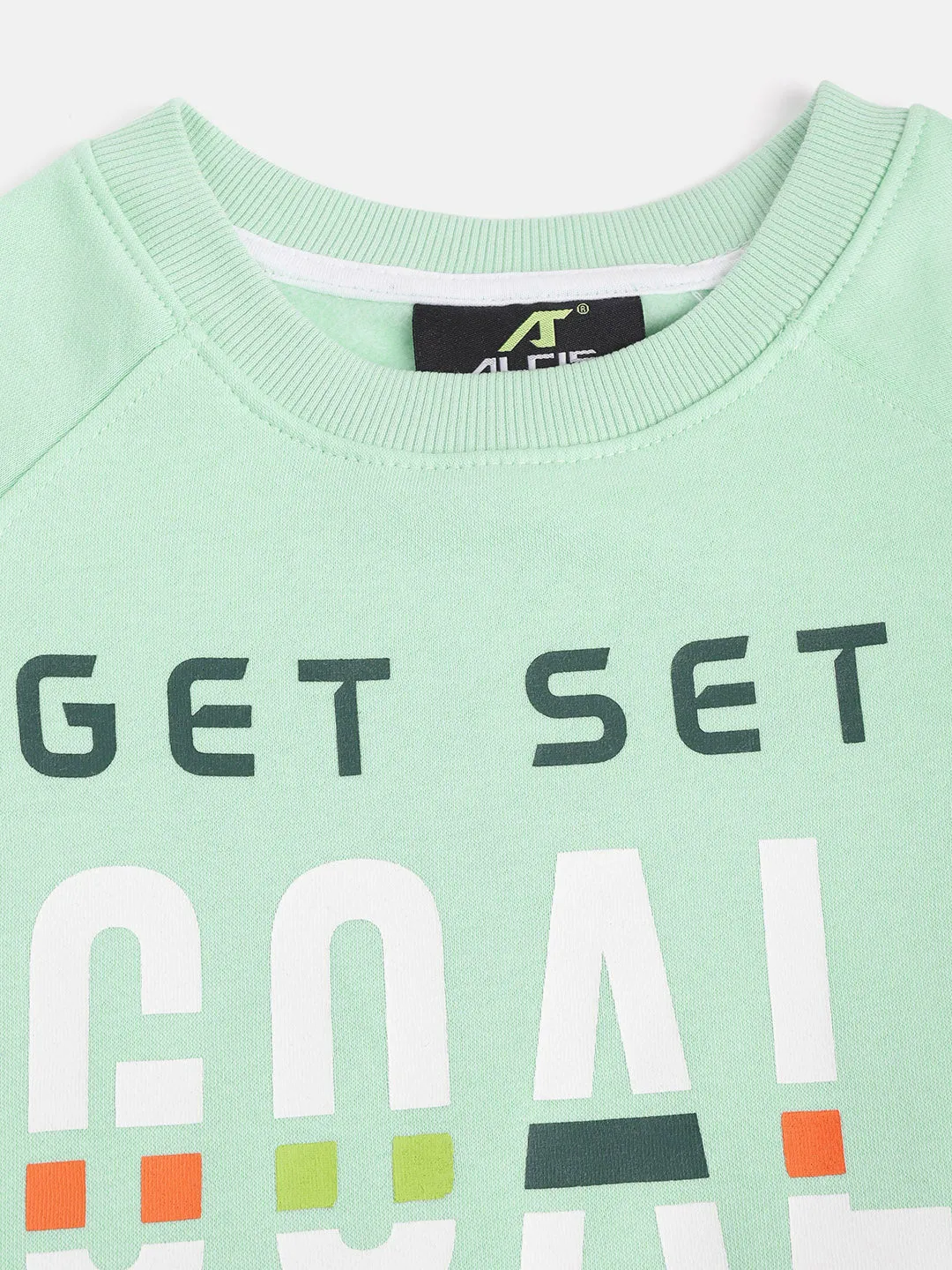 Alcis Girls Mint Green White Slogan Print Sporty Sweatshirt