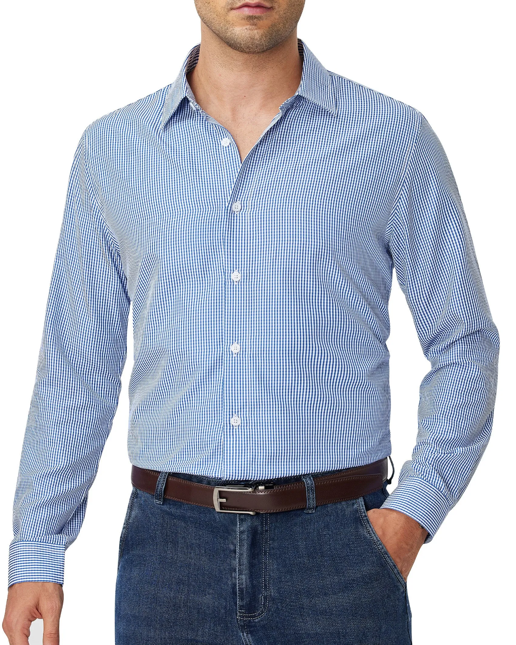 Alimens & Gentle Men's Plaid Button Down Dress Shirt Long Sleeve