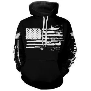American Flag UV Protection Fishing Hunting Hoodie Shirts For Fisherman Hunter A44