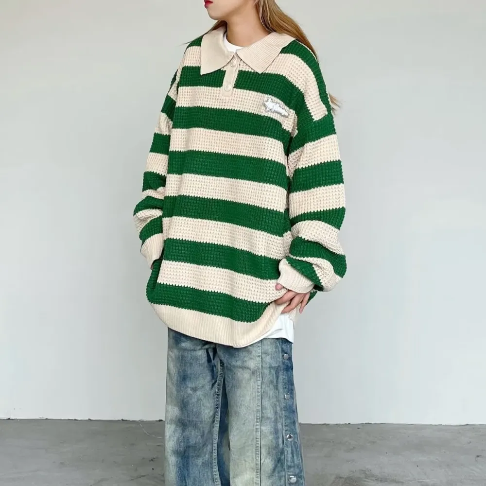 American Striped Polo Sweater