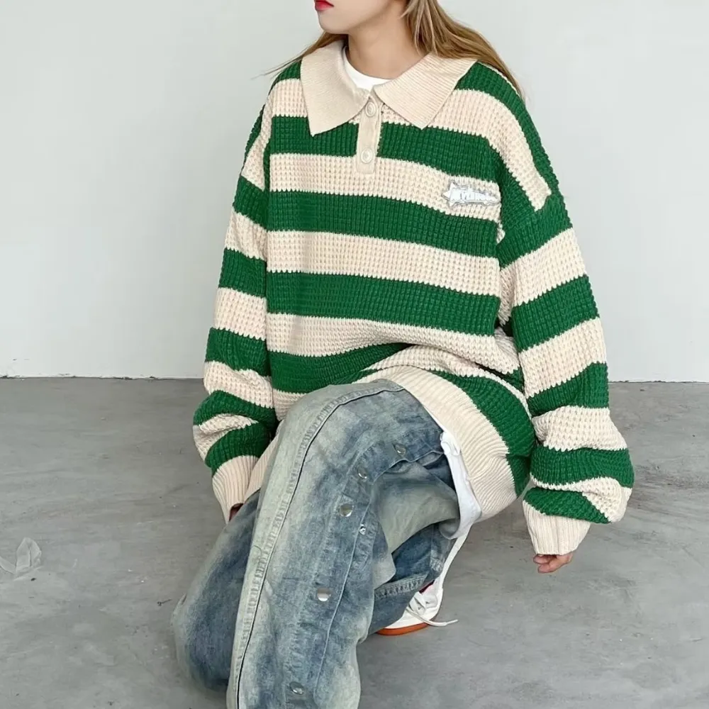 American Striped Polo Sweater