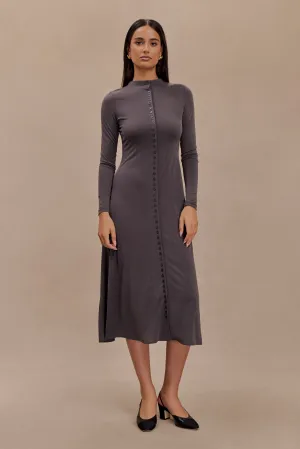 Anders Peached Jersey Midi Dress - Charcoal