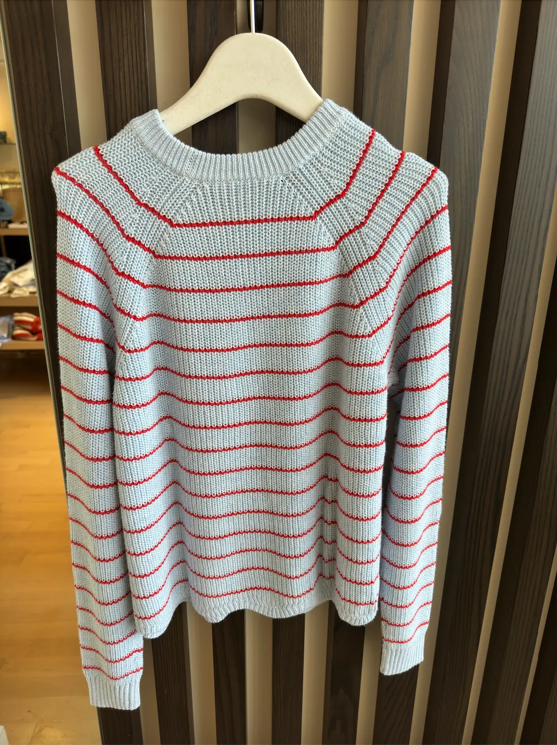 AUTUMN CASHMERE STRIPED SCALLOP SHAKER CREW