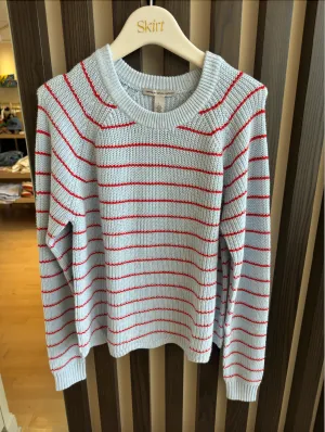 AUTUMN CASHMERE STRIPED SCALLOP SHAKER CREW