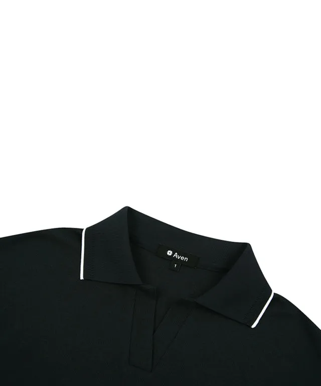 AVEN Women's Raglan Relaxed Fit Polo Shirt - Navy
