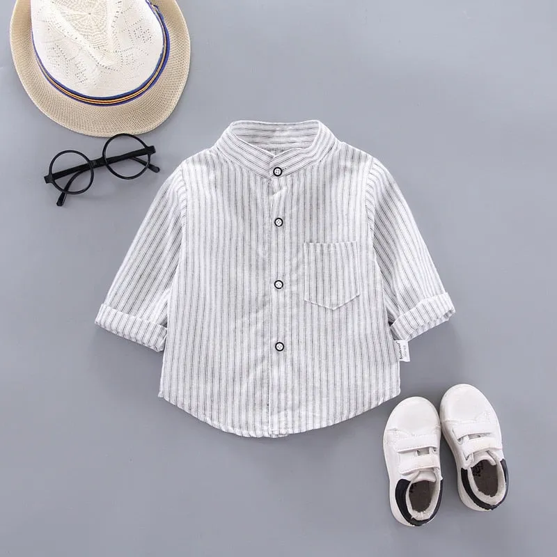 Baby Boys Thin Long Sleeve Cotton Shirt - Black, White