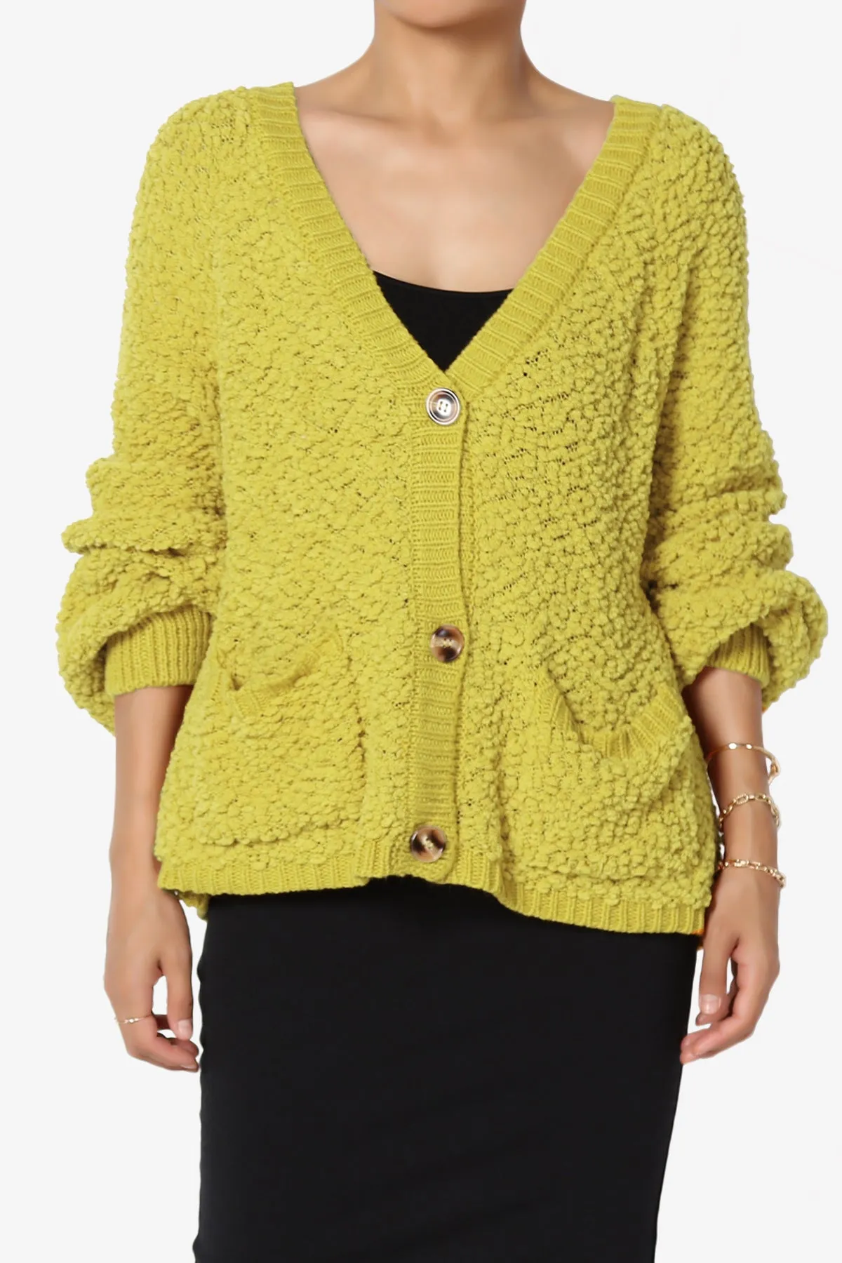 Barry Fuzzy Knit Button Boxy Crop Cardigan