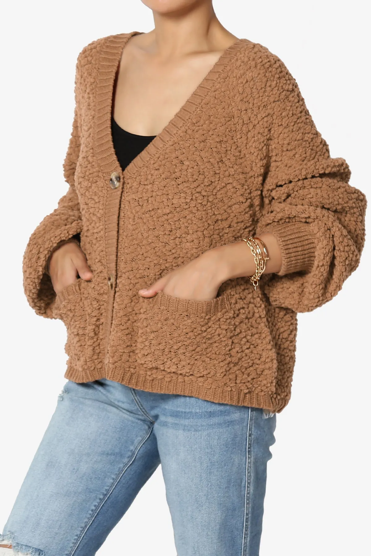 Barry Fuzzy Knit Button Boxy Crop Cardigan