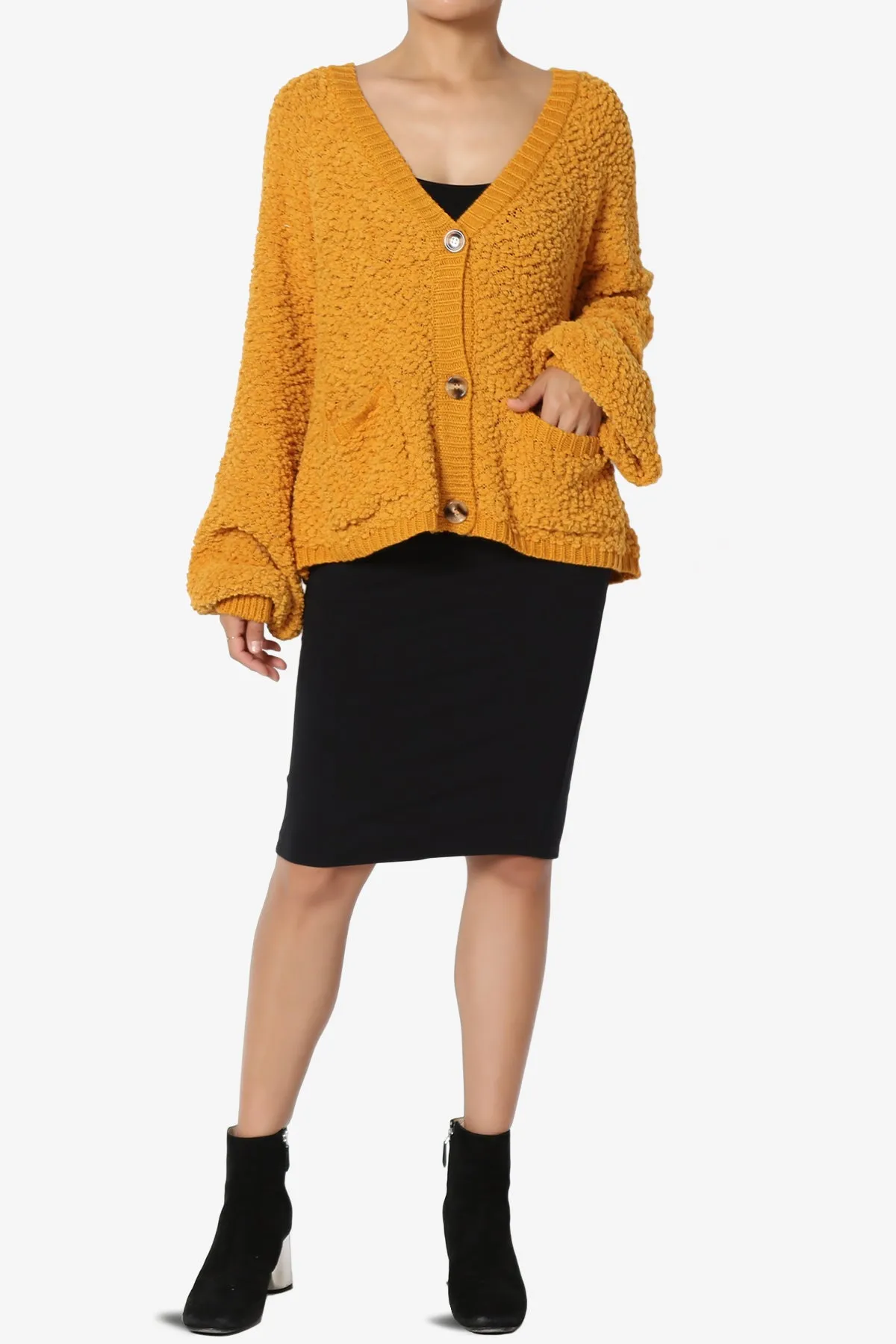 Barry Fuzzy Knit Button Boxy Crop Cardigan