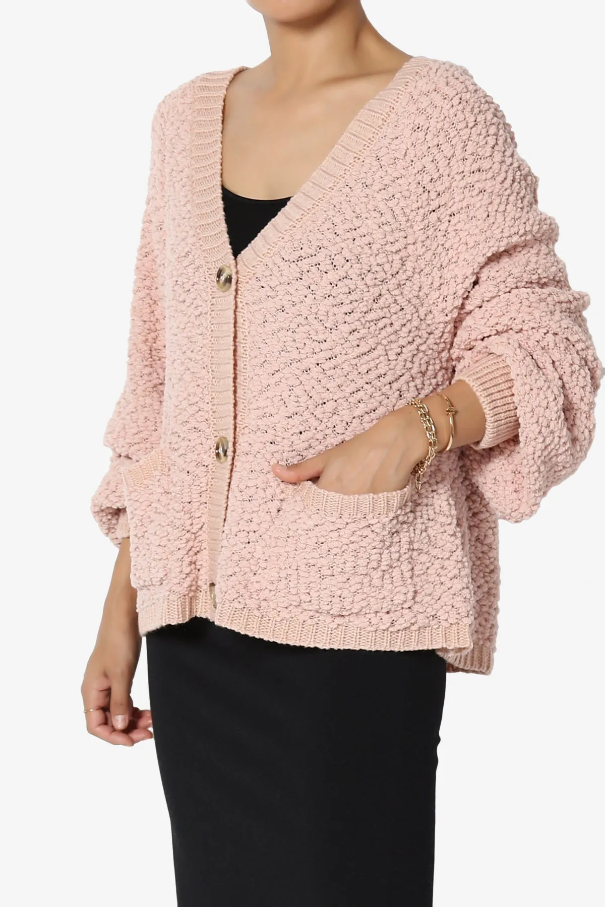 Barry Fuzzy Knit Button Boxy Crop Cardigan