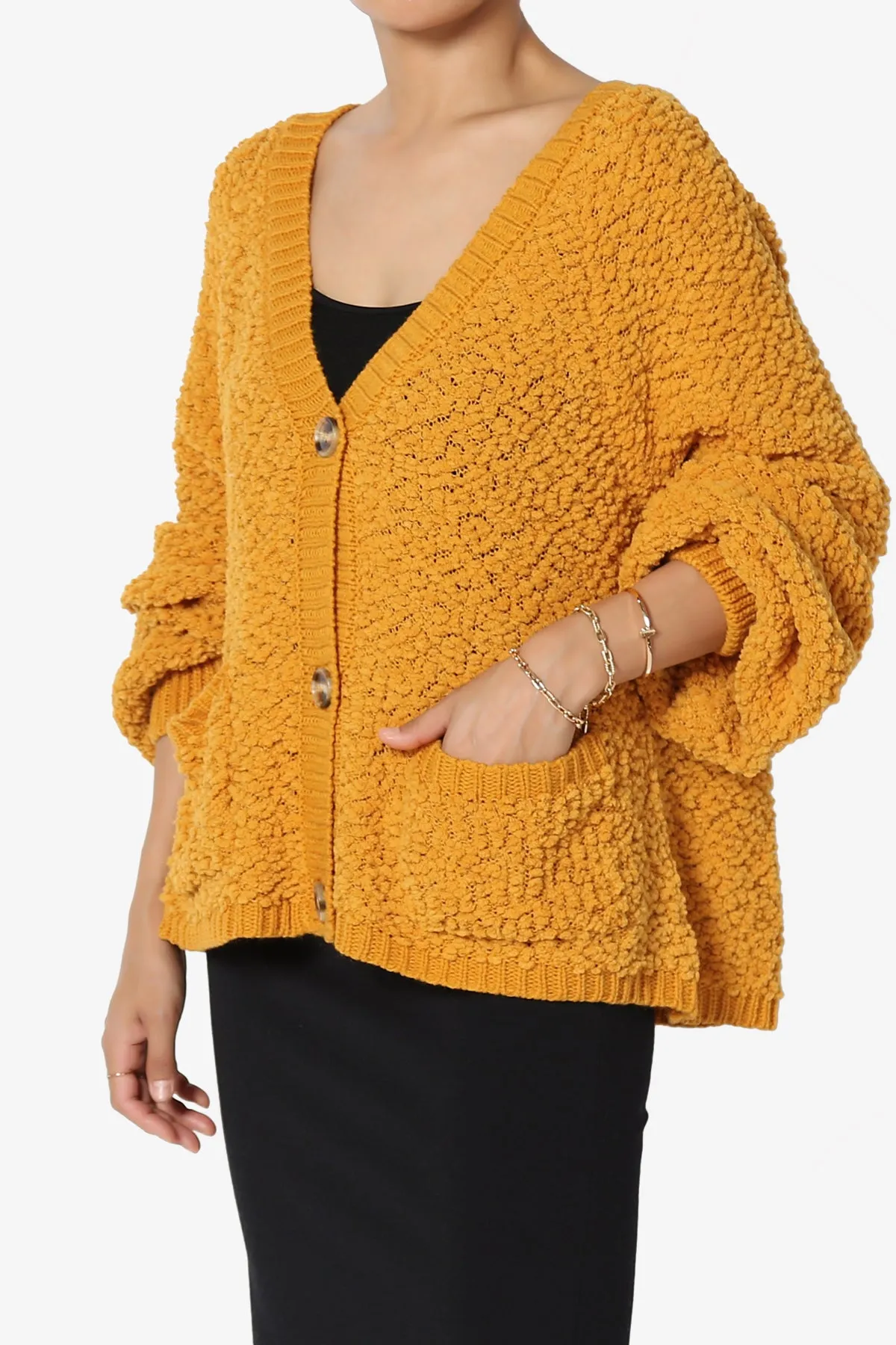 Barry Fuzzy Knit Button Boxy Crop Cardigan
