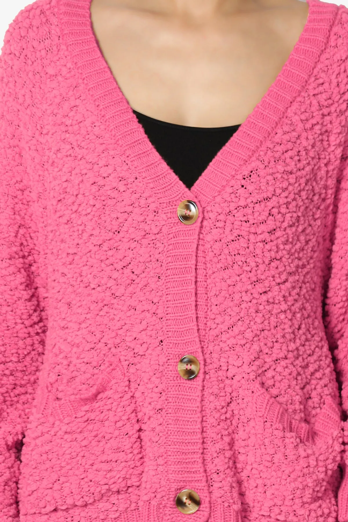 Barry Fuzzy Knit Button Boxy Crop Cardigan