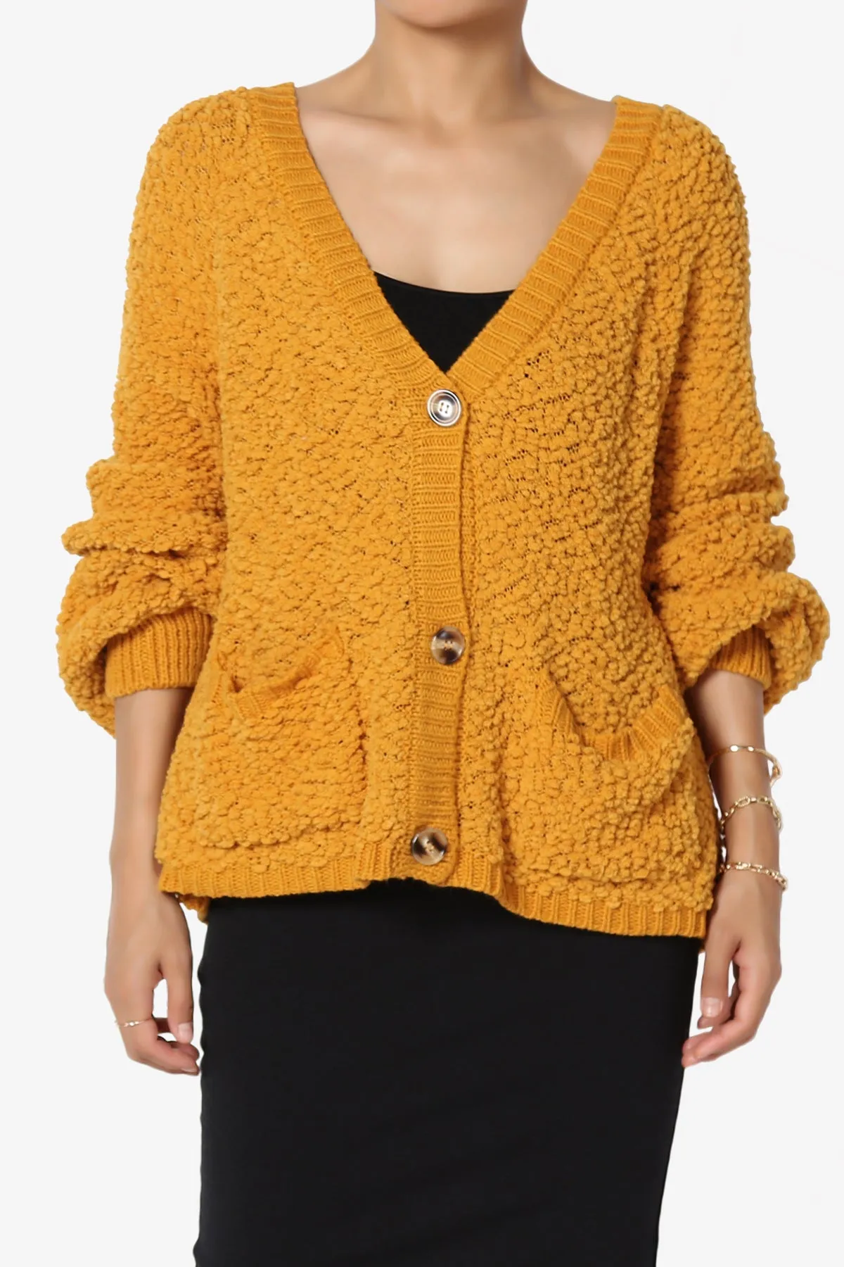 Barry Fuzzy Knit Button Boxy Crop Cardigan