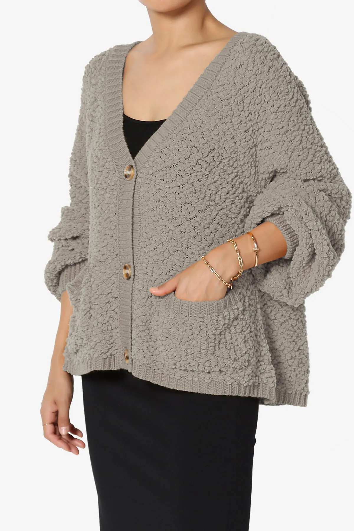 Barry Fuzzy Knit Button Boxy Crop Cardigan