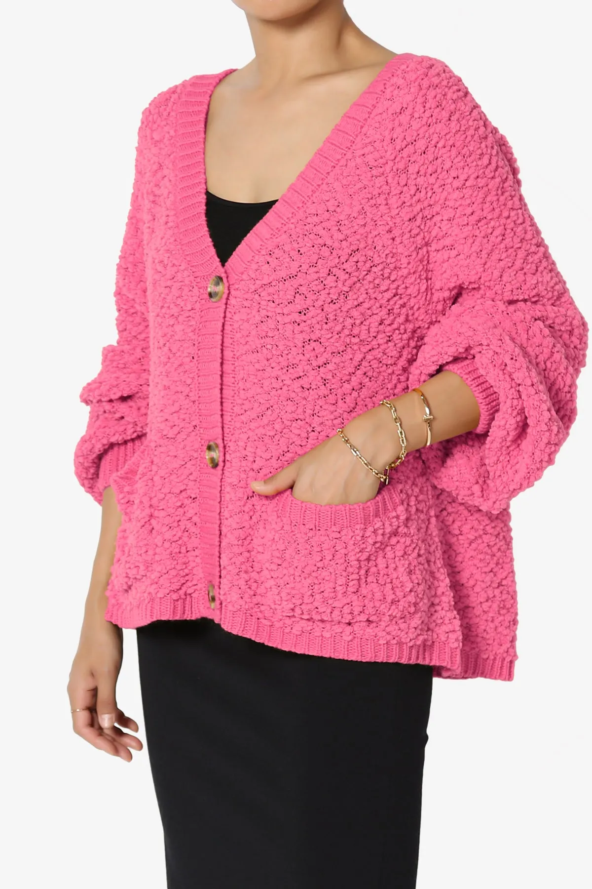 Barry Fuzzy Knit Button Boxy Crop Cardigan