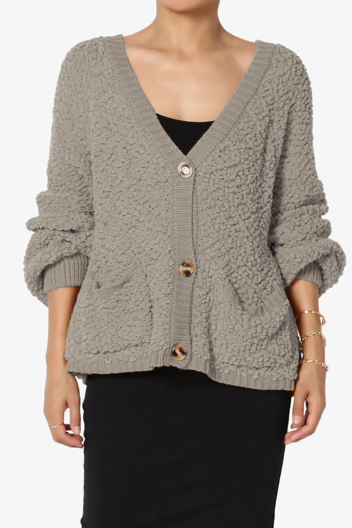 Barry Fuzzy Knit Button Boxy Crop Cardigan