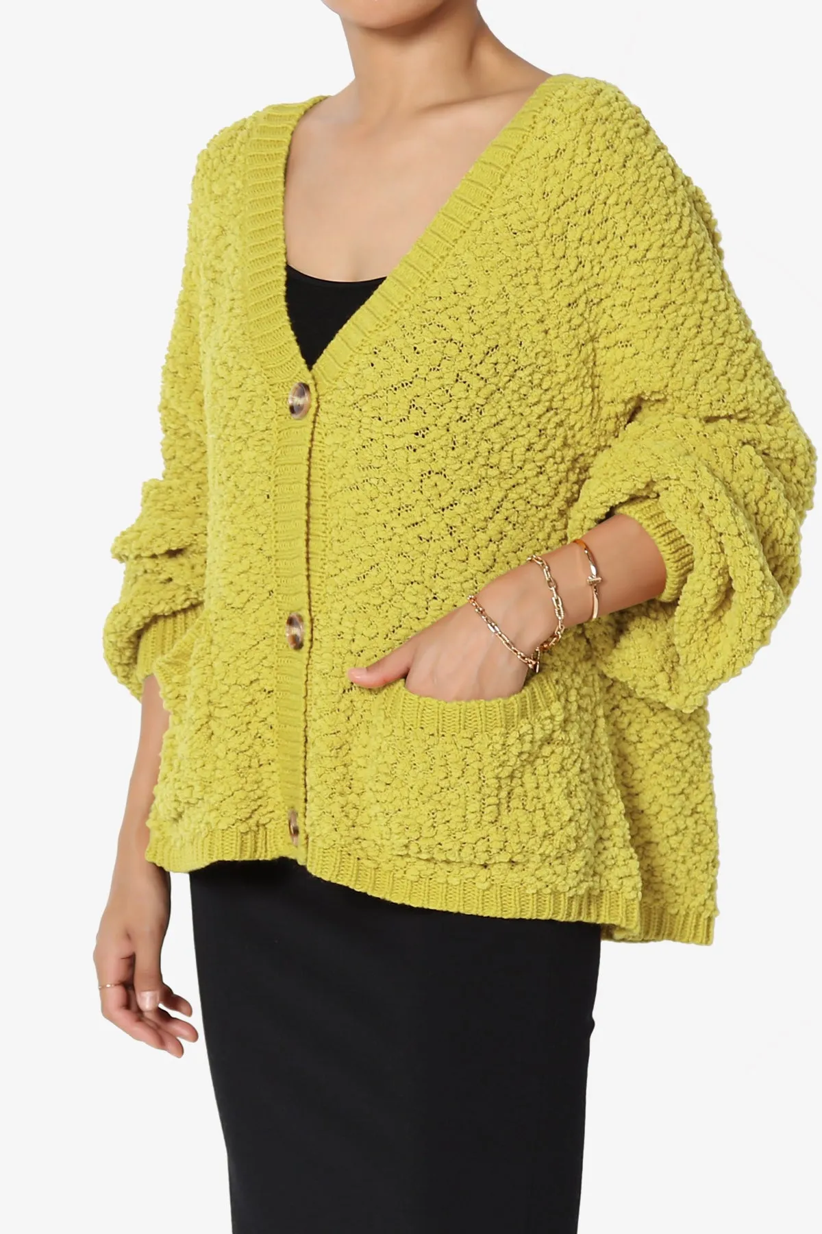 Barry Fuzzy Knit Button Boxy Crop Cardigan