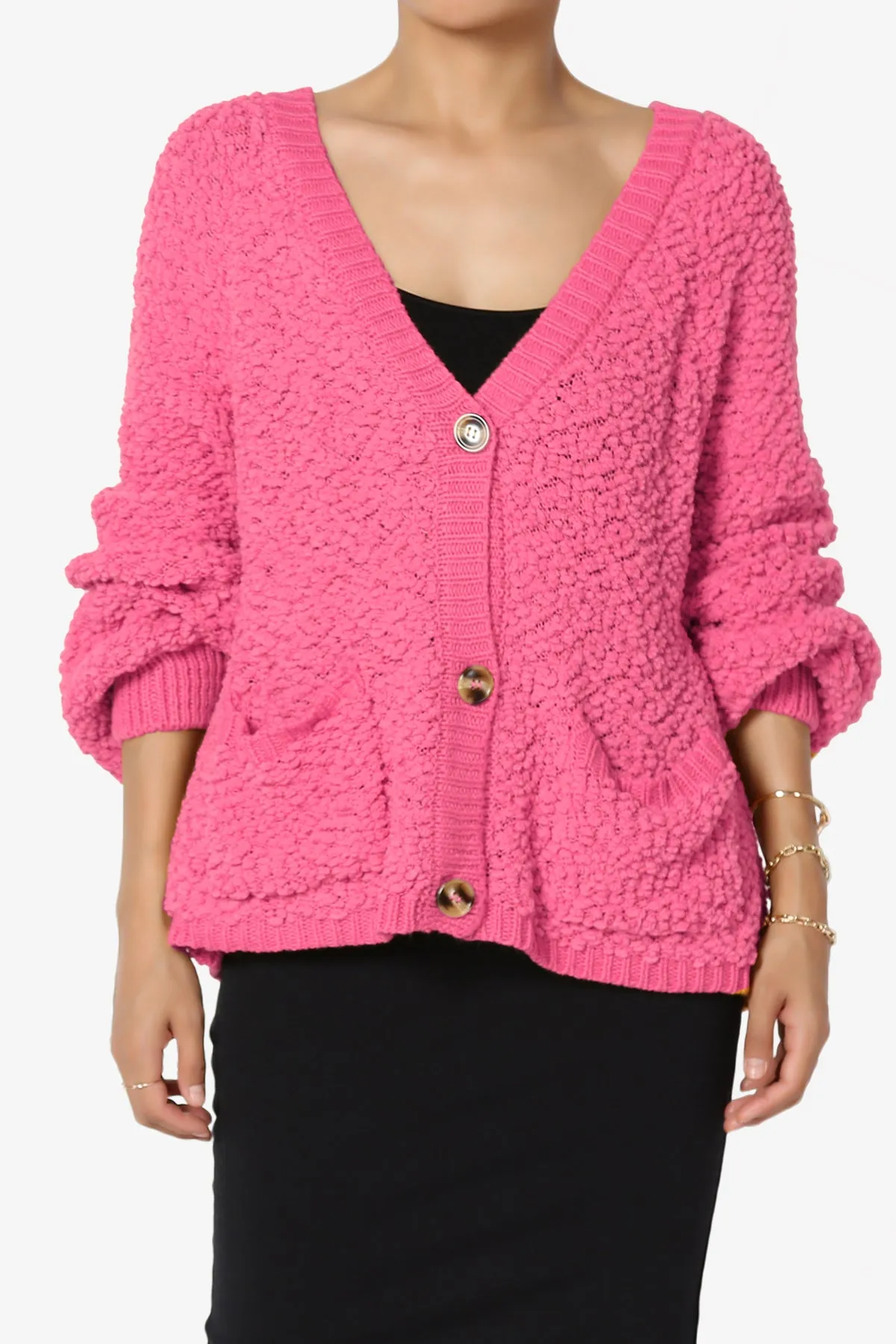 Barry Fuzzy Knit Button Boxy Crop Cardigan