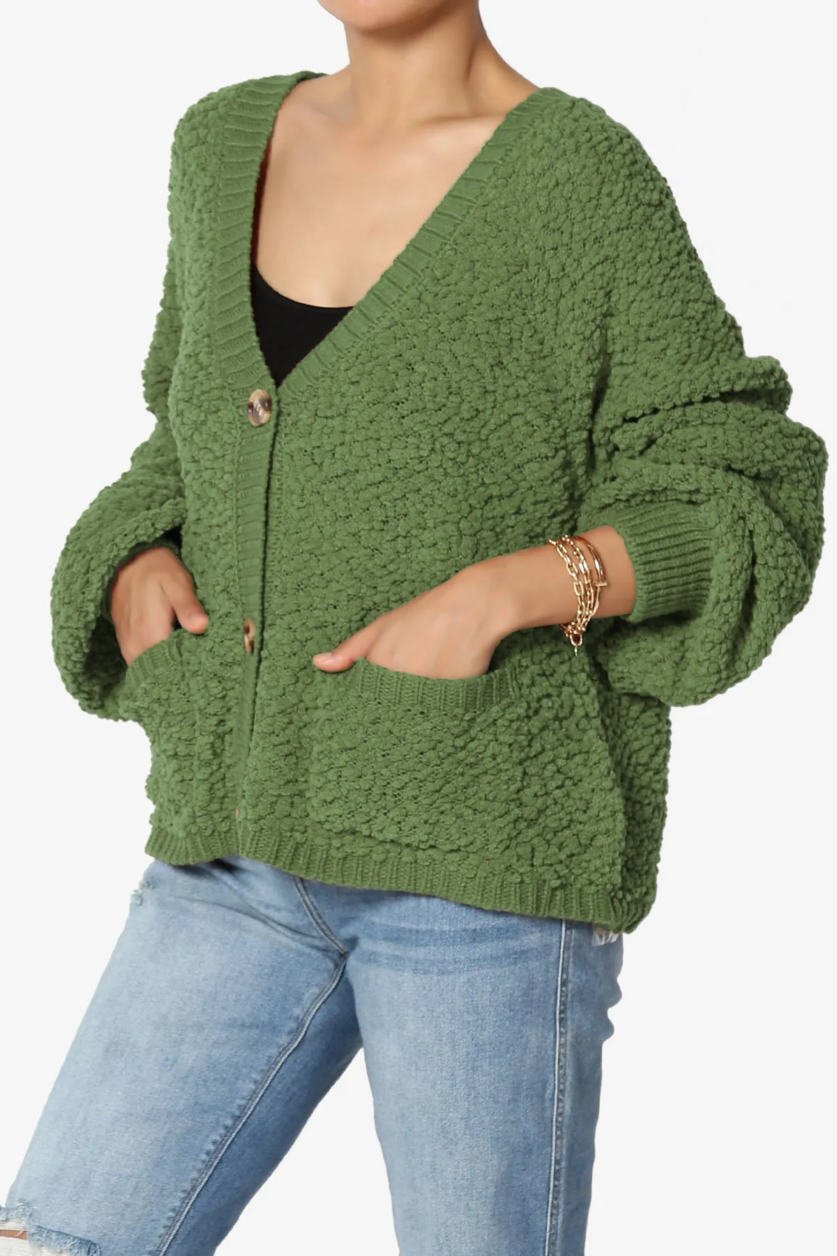 Barry Fuzzy Knit Button Boxy Crop Cardigan