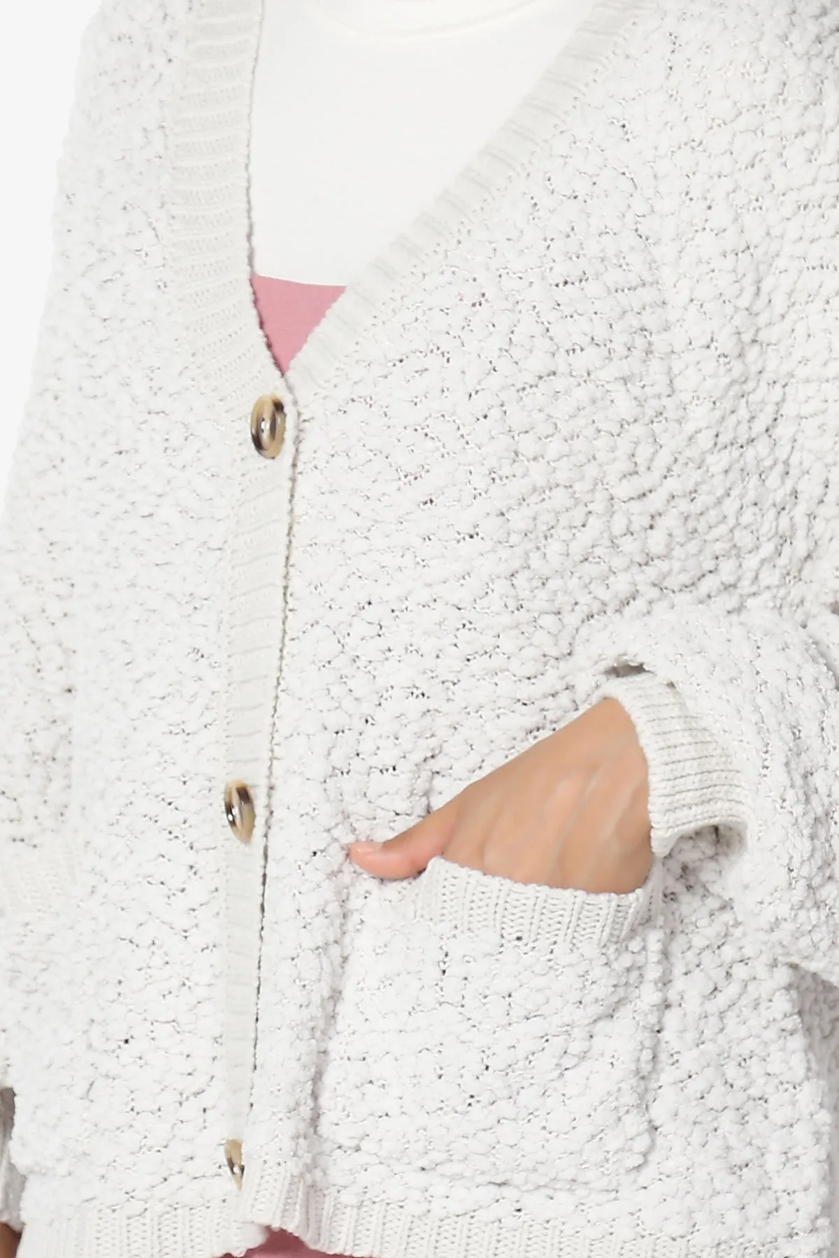 Barry Fuzzy Knit Button Boxy Crop Cardigan