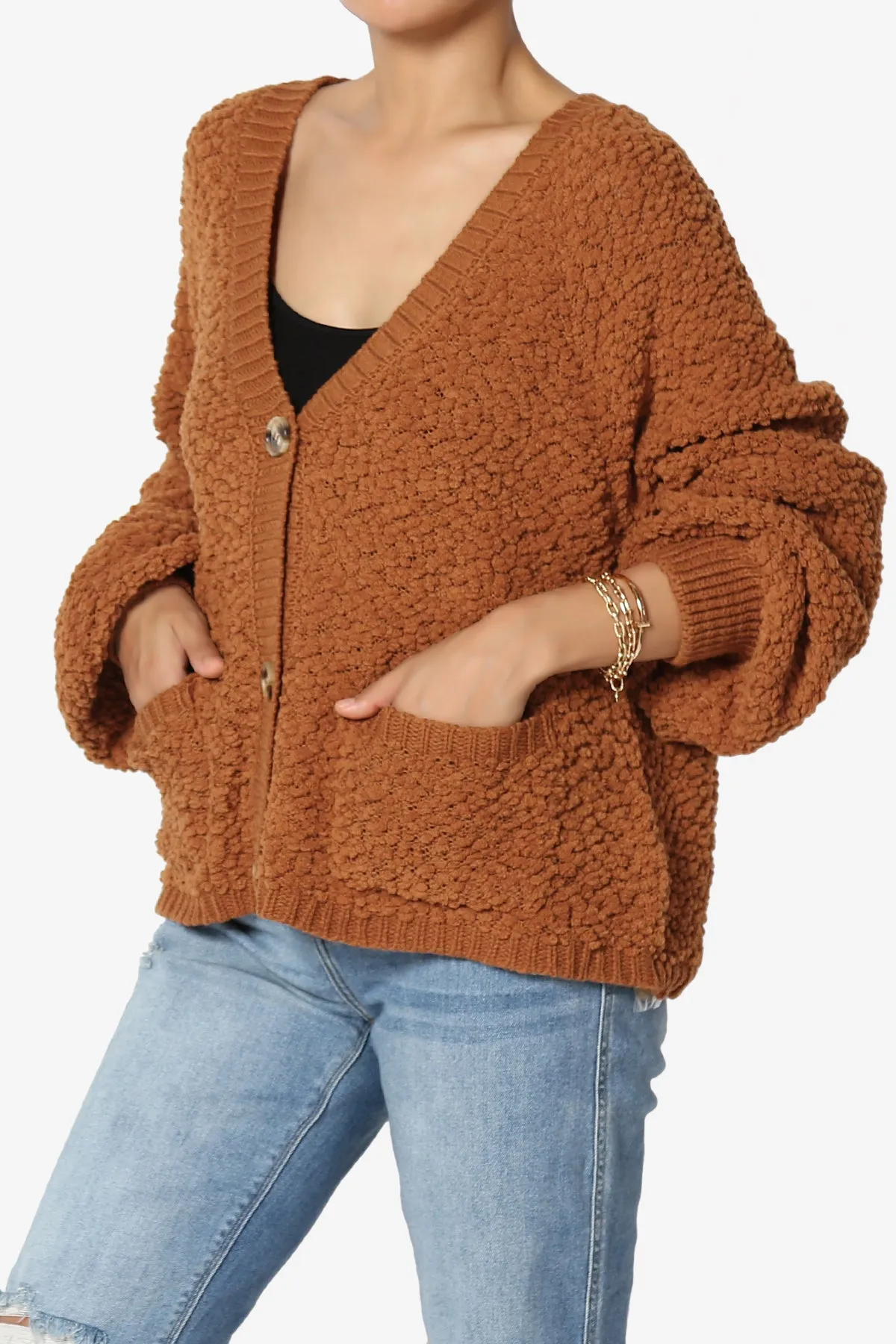 Barry Fuzzy Knit Button Boxy Crop Cardigan